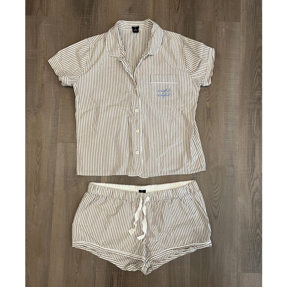 J. Crew Night Night Striped Cotton Pajama Short Set